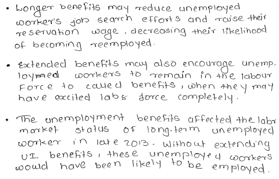 Longer benefs may Teduce unemployed ooTkers jo search efforts e servahon ge decreasing thejr ifkelihoo of becoming reemployed . £octended benets mau also encourage unemp. have excited labs dorce complete market stalus o long-term unemployed uoould have been likely to b . The onemploment benets aFfected the lab