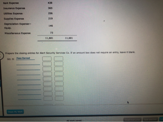 438 Rent Expense Insurance Expense 365 Utilities Expense 256 219 Supplies Expense Depreciation Expense- Equip. 146 Miscellane