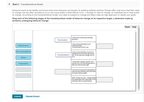 Part C - Transtheoretical Model Everyone wants to be healthy and knows that some behaviors are barriers to realizing optimal