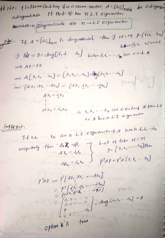 5-\playeralisable auf I are evala -- du PYAR =P [AX, AX, - - -AXnJurpoto TA. Nec f Sufficient Condition for a square matrix A