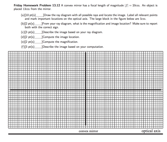 Friday Homework Problem 13.12 A convex mirror has