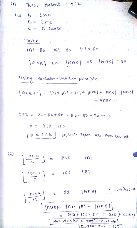Tota/ Student -272- let A Java c course Giiven Uing eo clusion Inusin pte 272-110 A- O6 - 2S0+ IC6- 22333 Divisible - Divible