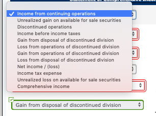 ✓ Income from continuing operations Unrealized gain on available for sale securities Discontinued operations Income before in