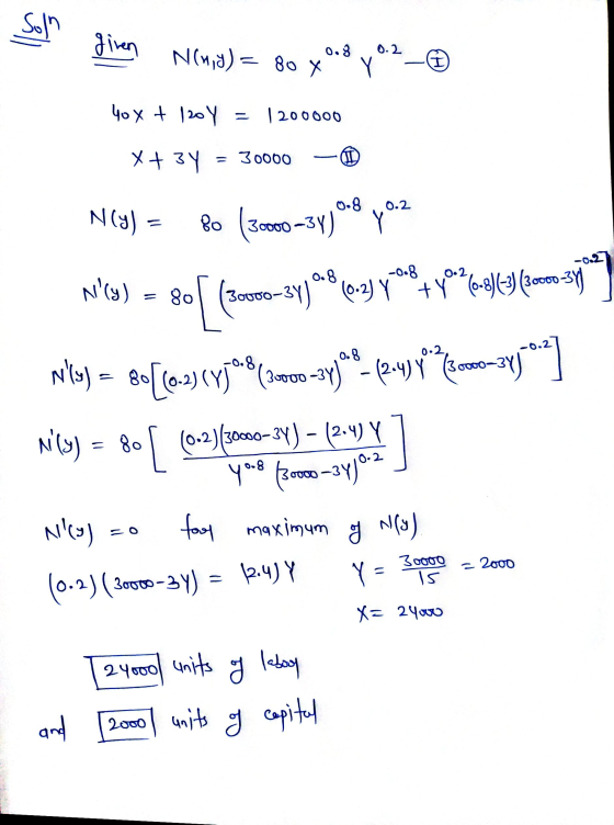 Soln giren 0.2 0.8 Ning) = 80 x Y (Hy 40% + 120 Y = 1200000 x+3y = 30000 0.8 N(y) = 30000 -3Y) Y yo.2 -022 Nily) 80 80 (300 •