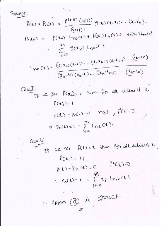1) ... Rooi Solution fer) = Prices - fent> (act)) Q-ne) (4-X0 - (X-Xn). : null Phlt) = fido) Lnocna + FGW) Ln,CH) +- tfctn 2
