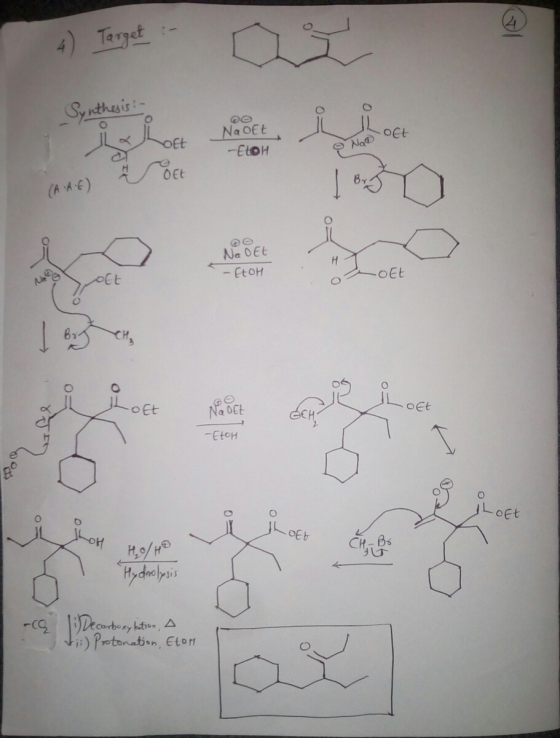 4) Tasget Sy nethesis Na OEt OEt Oft -EloH ONao OEt (A A-E) 8 Na 0Et -EtoH oEt oEt Na Det -EtoH LoEt H,/HP Hydra asis - Decad