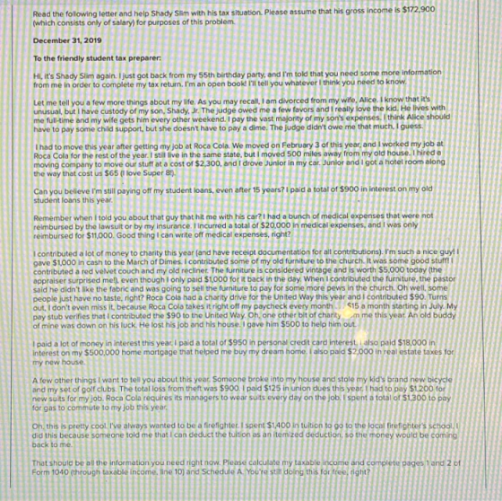 E . 8 Read the following letter and help (which consists only of salary) for purposes 9 December 31, 2012 Toate friendly stud