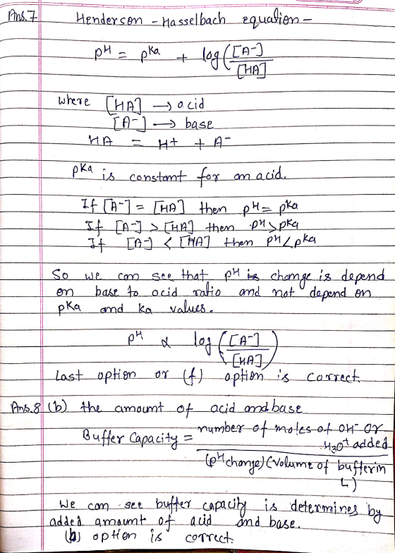 As Henderson - Hasselbach equalien - pH = pka + log([a-) (ha] HA where Cha] → acid [A-] base. H+ +4- pka is constant for maci