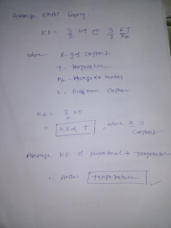 Avarage kinetic KE Enersy. KT ON IT where R-gos confort t- temperature NA - Avage dto number ka Bolthe mann Conftare KET 3 KT