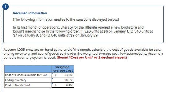 Required Information [The following Information applies to the questions displayed below.) In its first month of operations,