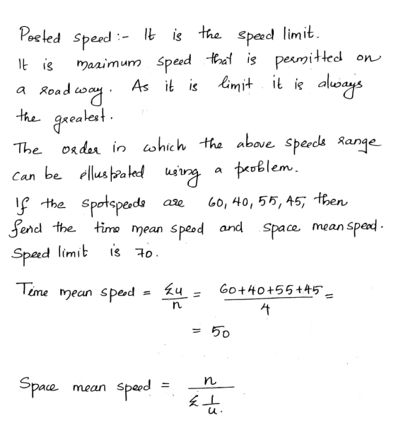 It is Posted speed :- It is the speed limit. marimum speed that is permitted on As it is limit. It is always a roadway the gr