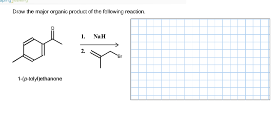 Draw the major organic product of the following re