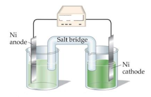 Ni Salt bridge anode Ni cathode