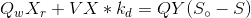 Q_{w}X_{r}+VX*k_{d}=QY(S_{\circ }-S)