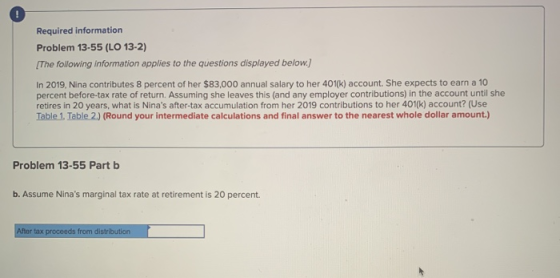 Required information Problem 13-55 (LO 13-2) The following information applies to the questions displayed below.] In 2019, Ni