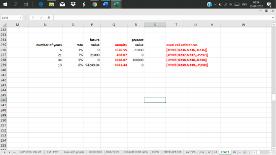 | 0 = a = 3 3 4 5 ? v L 1 ENG 00:26 10-02-20202 S246 M N o I a RS T U V W L 232 233 234 235 future value number of years pres