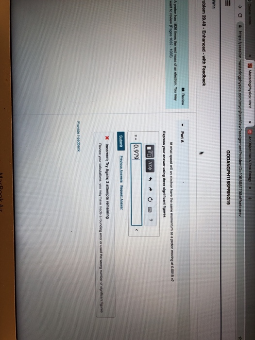 W11 want to review (Pages 1032-1033) 0.979 X Incorrect; Try Again; 2 attempts remaining Provide Feedback