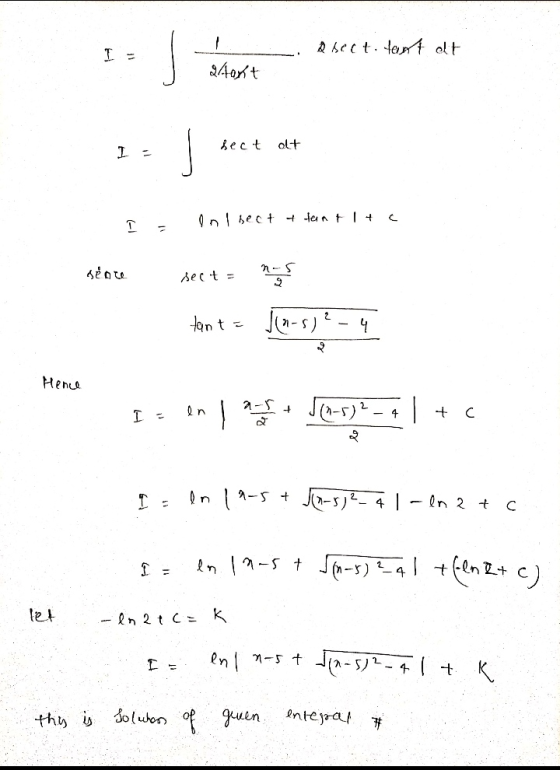 I- Q sect. taunt at 2 Aant sect olt I - 고 en llect + fent + c део secta 3 tant Jen-s)? - 4 2 Hence 2-5 + 2 (1-5) 4 | + с 2 I