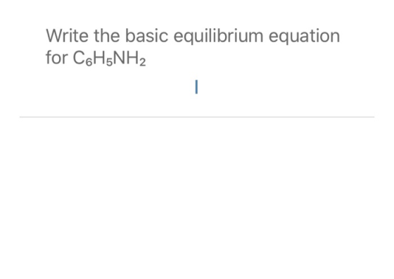 Write the basic equilibrium equation for C6H5NH2