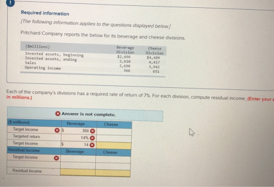 Required information The following information applies to the questions displayed below.] Pritchard Company reports the below