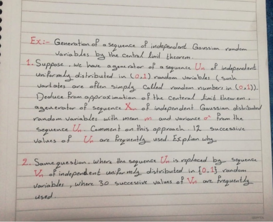 Ex:- Generation of Variables by the centrad limit theorem. of independent Gaussion random aseguence 1. Suppose , we have agen