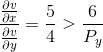 \frac{\frac{\partial v}{\partial x}}{\frac{\partial v}{\partial y}} = \frac{5}{4}> \frac{6}{P_{y}}