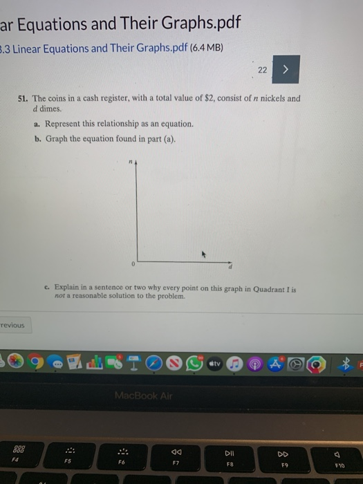 ar Equations and Their Graphs.pdf 3.3 Linear Equations and Their Graphs.pdf (6.4 MB) 22 > 51. The coins in a cash register, w