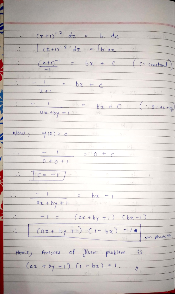 b. doc (2 + 17-2 da I cz +10-2 da Tb dac ba + c (= constant br + c Zt bx & C (izzax axtby ti NAU y (0) = 0 + c 0 tot 1 Te = -