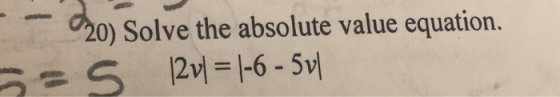 0) Solve the absolute value equation.