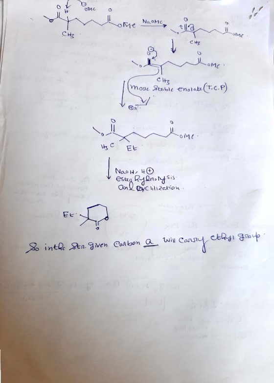 OMC with one comme non u NAOMC: nion С : -OMC MC Cits more stable enolate -OMC. Its C Etu Nach, 4 esty Rylrolysis and coc lil