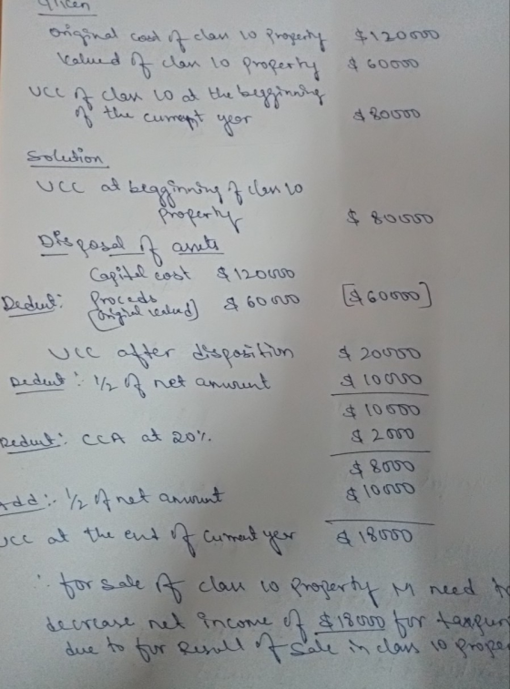 Then original cost of clan to propering kalued of clan to property uce of clan is at the begginning $120000 $60000 of the com