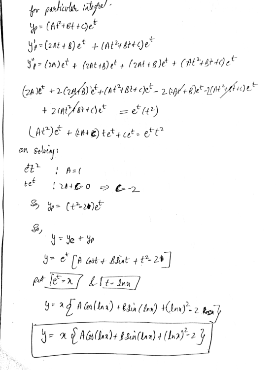 for particular integgel Yp = (At+84 +chet 4$=(2At + 8) et + (1+2+8++Cjet Yp - (za) et + (zat 48) et + (pat + B )et + (At?487+