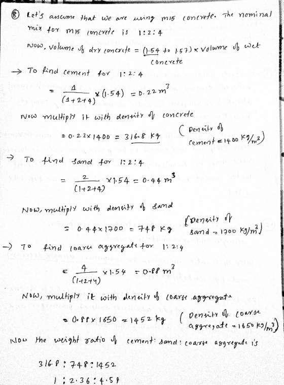 Lets assume that we using mis assume that we are concrete. The nominal mix for mi5 concrete is 1:2:4 now. volume uk derece •