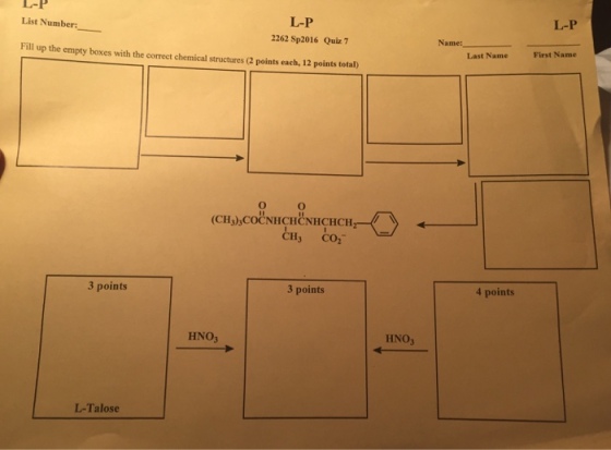Fill up the empty boxes With the correct chemical