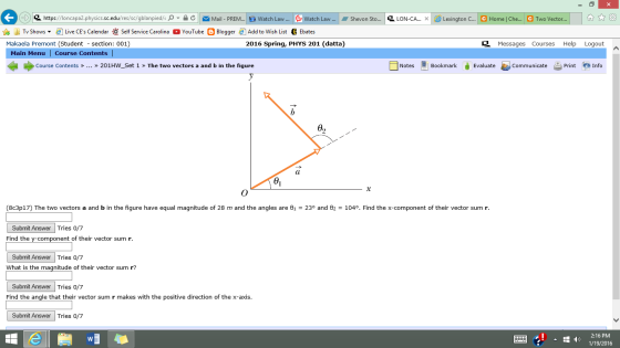 The two vectors a and b in the figure have equal m