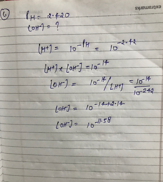 Syаеше хә ☺ fra 2.420 totta? (+= 10-4H 10 24 (pt) & (op] = 10-14 204) = 107th / LA47 = 10-14 10-242 LOH] = 10-1412-14 Lox) =