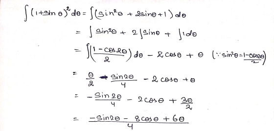 Slitsin o)de = Sisino + Leino +1 ) do - | einde + 2 Sino + lido = 14-29) do - e cose + o lisin?o=l-core) * Q * Sin 20 -2 cos