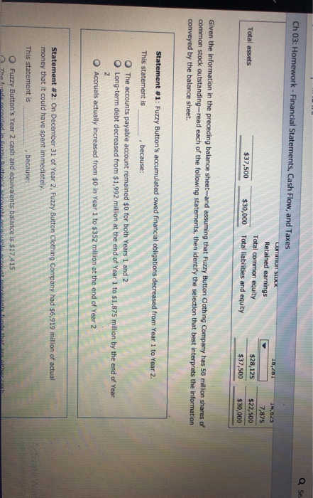 Se Ch 03: Homework - Financial Statements, Cash Flow, and Taxes LOTITIOIT SUCK Retained earnings Total common equity Total as