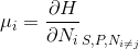 \mu_i =\frac{\partial H}{\partial N_i}_{S,P,N_{i\neq j}}