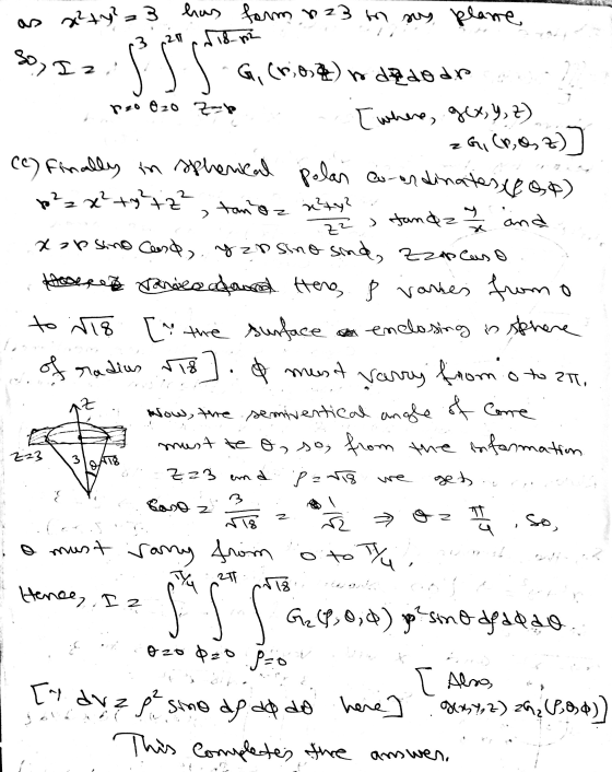 So, Iz SSS peo e zo zer as a²+y? =3 has form 123 m sus plane 18-0- G. (rosa) o dedoar [where, gex, y, z) z G, (8,0,7)] (C) Fi