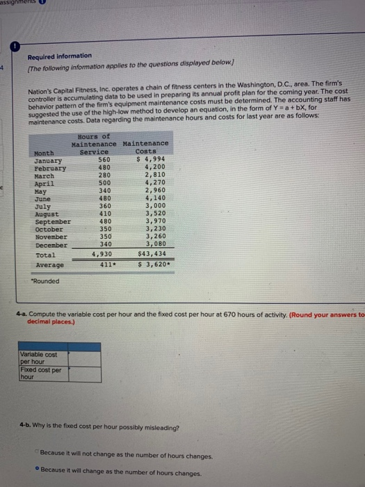 assignmens Required information The following information applies to the questions displayed below Nations Capital Fitness,