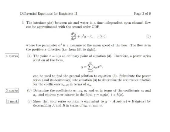 Differential Equations for Engineers II Page 3 of 6 3. The interface y(x) between air and water in a time-independent open ch