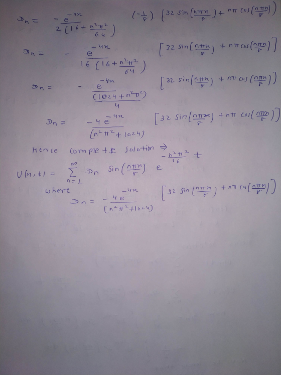 - 4n an= - (-+) (32 sin (Atm ) + n cus (n yanl) 2 (16+ n²t2 nh- [ 32 sin (nn) + nT cos (open) + nT co 16 (16+ n²t² 64 - 42 [