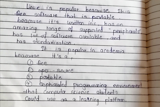 Linue is popular beacou se Its is free software softendte that is pootable beacause its written ioc bas an fange of supporte