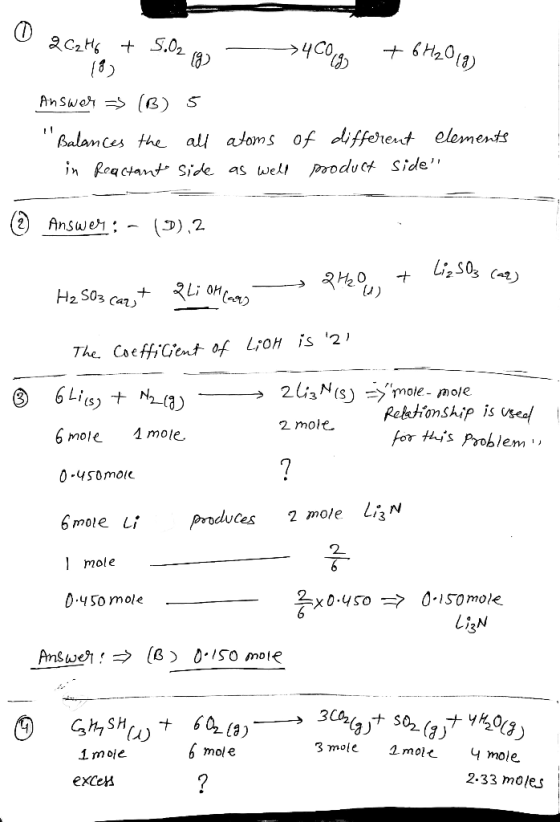 BalanCes the all asoms of dlifferent elements in Reactant, side as wel, Prodụ다 Sĩde, 2) Answer! :-( D)、2 The. CoeffiGnt of