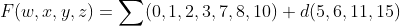 F(w,x, y, z) (0,1,2,3,7,8, 10)+ d(5,6,11, 15)