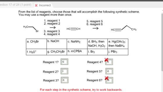 From the list of reagents, choose those that will