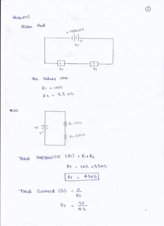 1 Gien that 4 douuce 5v R2. 21 he Values aue Total istance CRT) RiR RT 5V 4.3