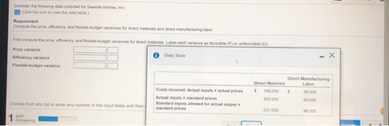 Consider the following data collected for Seaside Homes, Inc Click the icon to view the datatable) Requirement Compute the pr