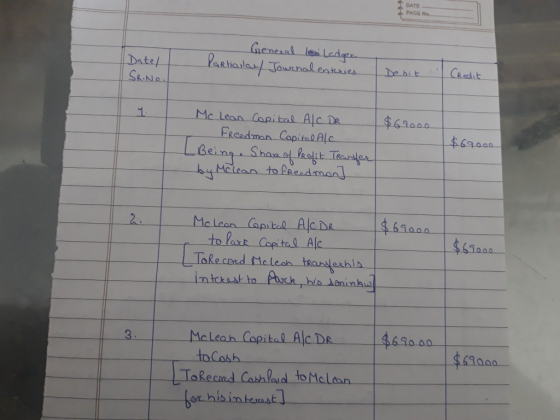 ATE PAGE No. aRicula 1: Mc Lean Capital A $6100 to